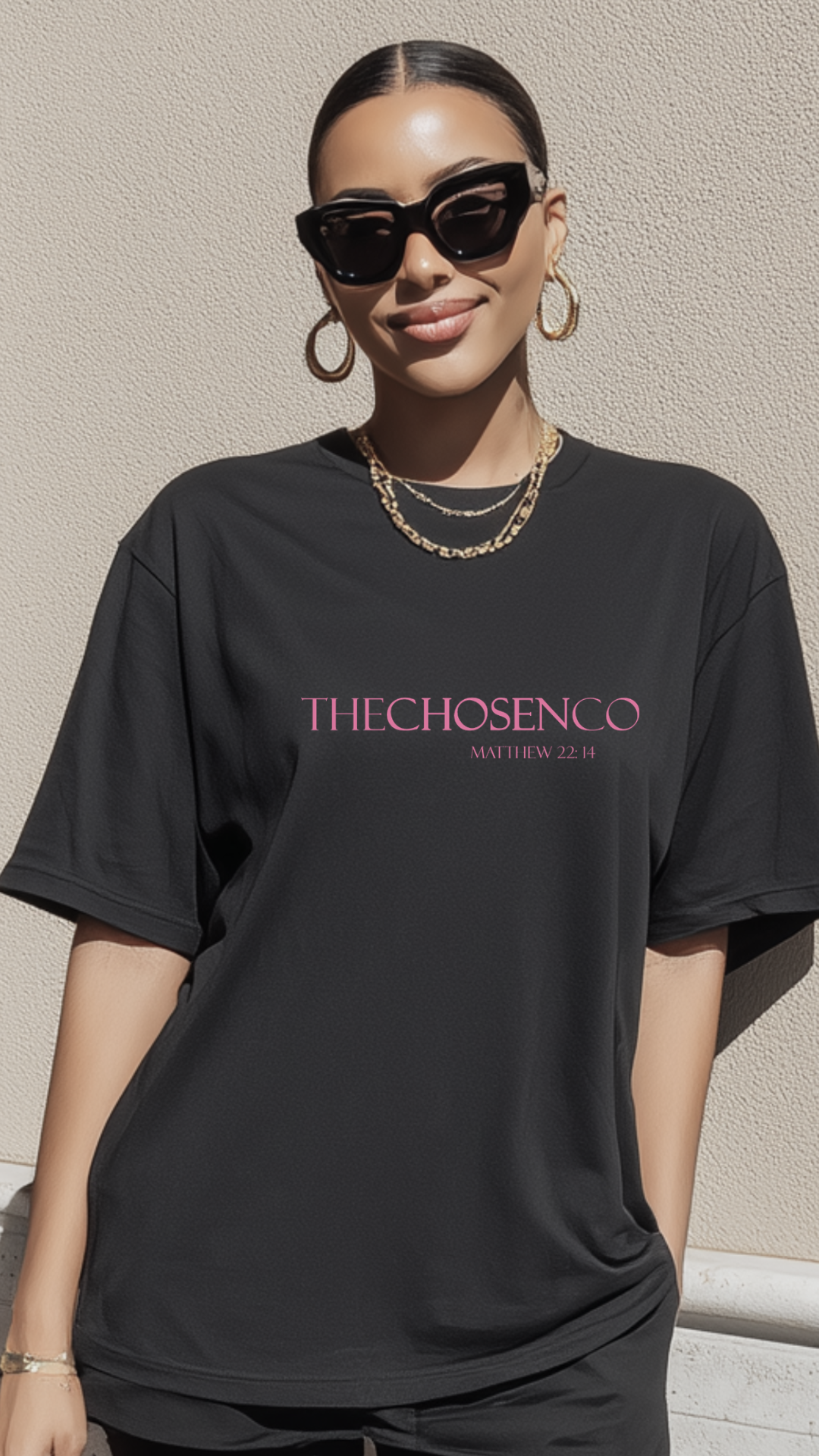 The Chosen Co Christian Tee — Matthew 22:14 Pink Faith Shirt