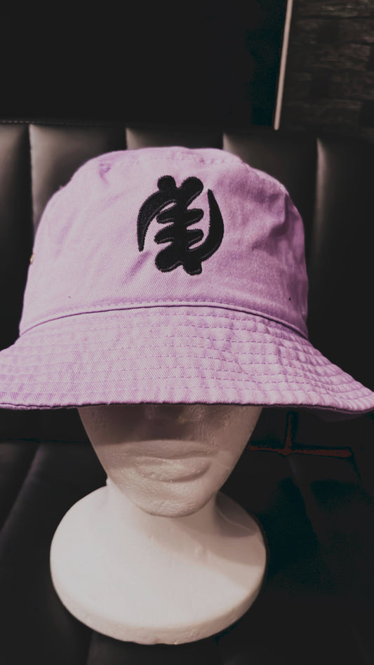 Pastel lavender Gye Nyame bucket hat - high-quality and stylish addition to your wardrobe from Ghana.